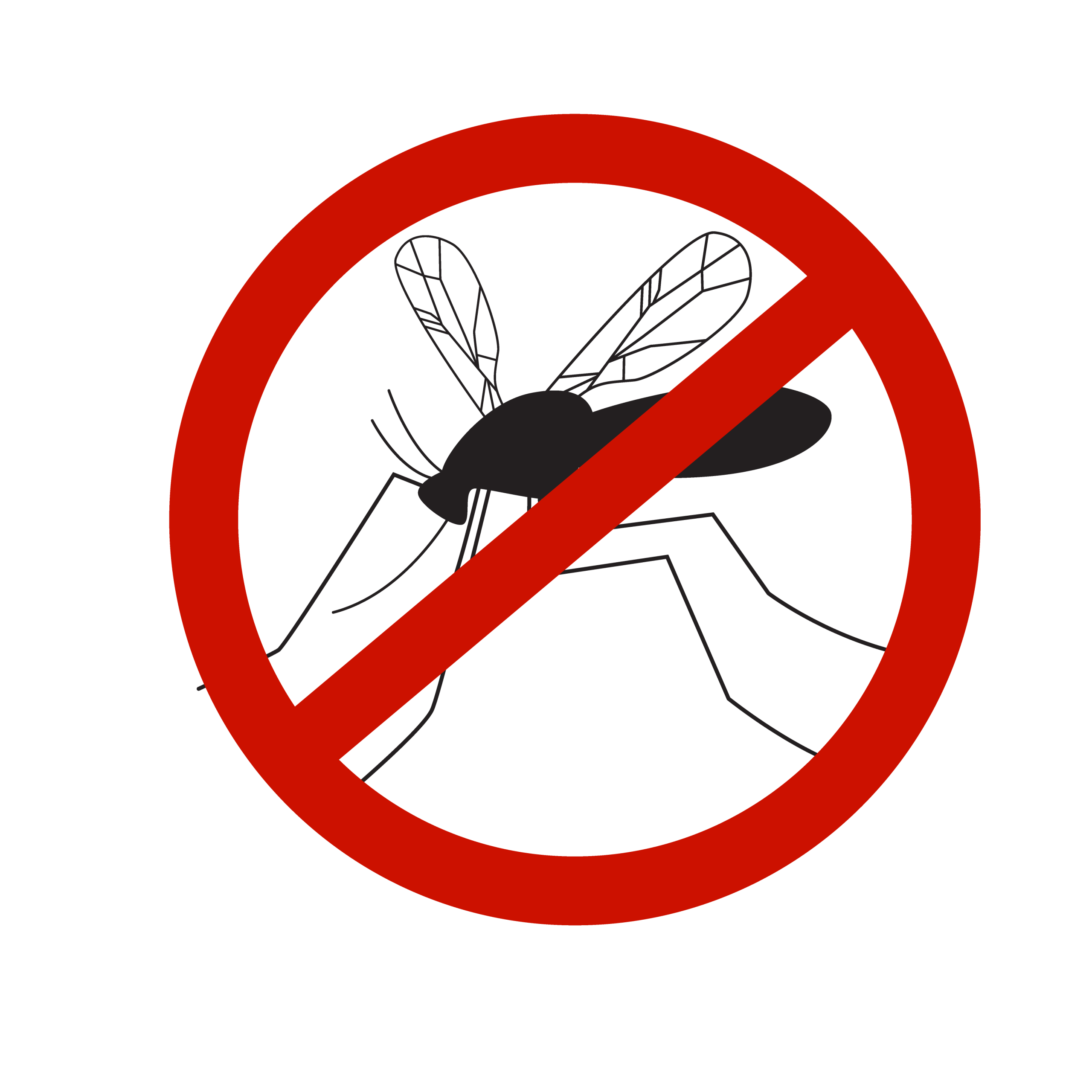 Sinal de proibido com mosquito da dengue dentro